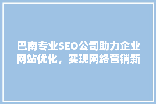 巴南专业SEO公司助力企业网站优化，实现网络营销新突破