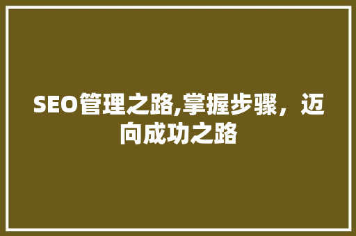SEO管理之路,掌握步骤，迈向成功之路