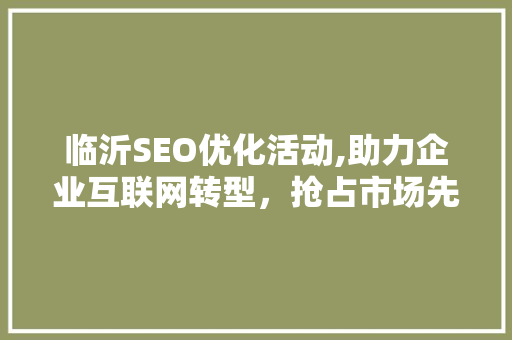 临沂SEO优化活动,助力企业互联网转型，抢占市场先机