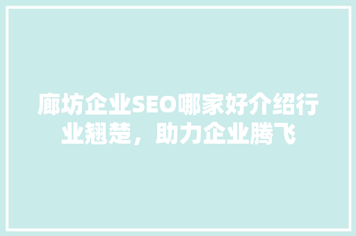 廊坊企业SEO哪家好介绍行业翘楚，助力企业腾飞