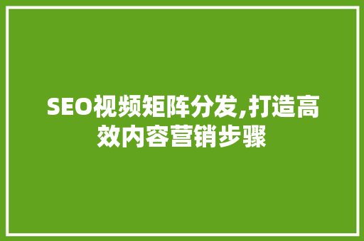 SEO视频矩阵分发,打造高效内容营销步骤