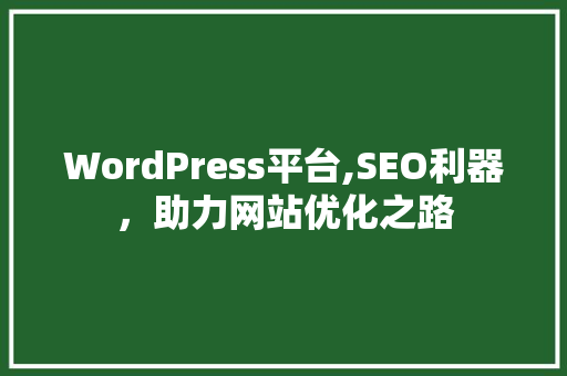 WordPress平台,SEO利器，助力网站优化之路