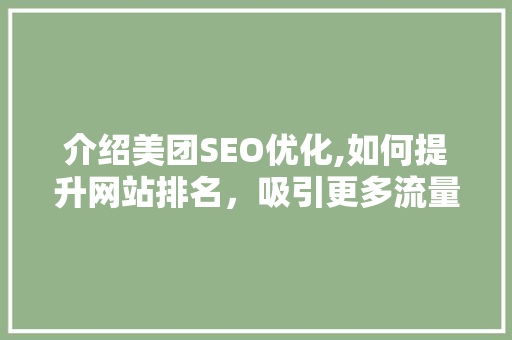 介绍美团SEO优化,如何提升网站排名，吸引更多流量