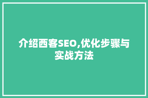 介绍西客SEO,优化步骤与实战方法