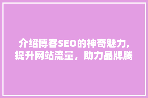 介绍博客SEO的神奇魅力,提升网站流量，助力品牌腾飞