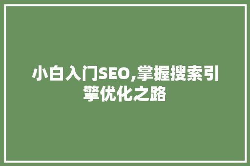 小白入门SEO,掌握搜索引擎优化之路