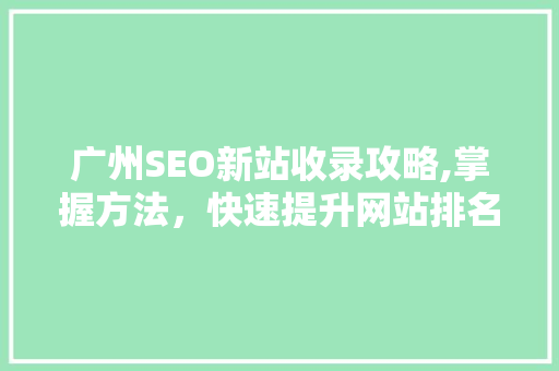 广州SEO新站收录攻略,掌握方法，快速提升网站排名