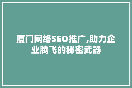 厦门网络SEO推广,助力企业腾飞的秘密武器