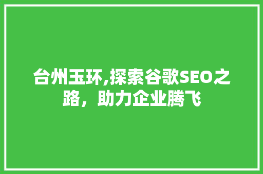台州玉环,探索谷歌SEO之路，助力企业腾飞