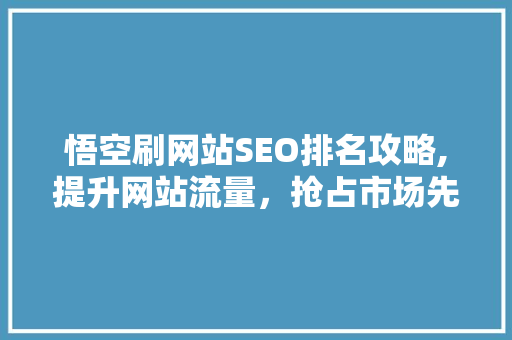 悟空刷网站SEO排名攻略,提升网站流量，抢占市场先机