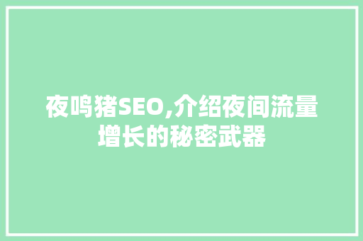 夜鸣猪SEO,介绍夜间流量增长的秘密武器