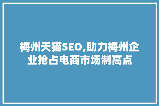 梅州天猫SEO,助力梅州企业抢占电商市场制高点