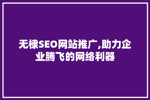 无棣SEO网站推广,助力企业腾飞的网络利器