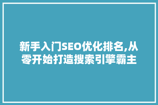新手入门SEO优化排名,从零开始打造搜索引擎霸主