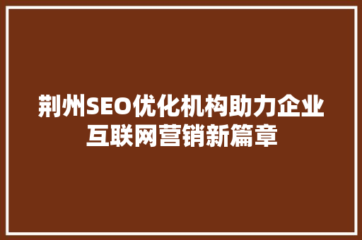 荆州SEO优化机构助力企业互联网营销新篇章
