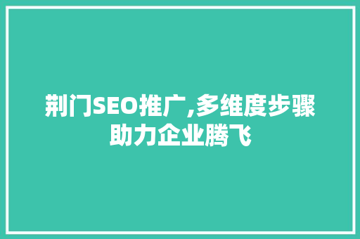 荆门SEO推广,多维度步骤助力企业腾飞