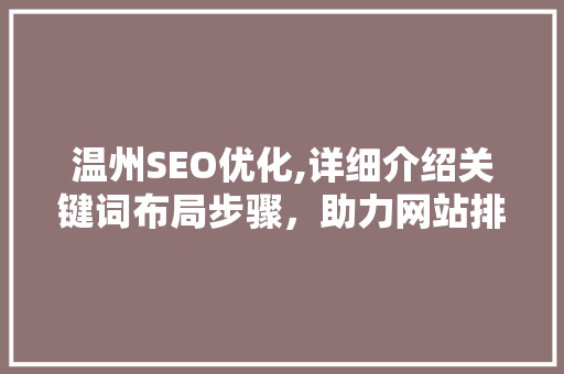 温州SEO优化,详细介绍关键词布局步骤，助力网站排名提升