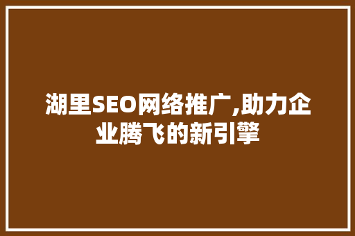 湖里SEO网络推广,助力企业腾飞的新引擎