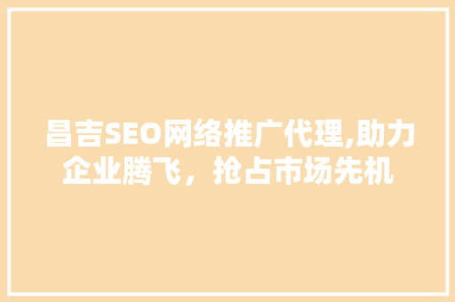 昌吉SEO网络推广代理,助力企业腾飞，抢占市场先机  第1张