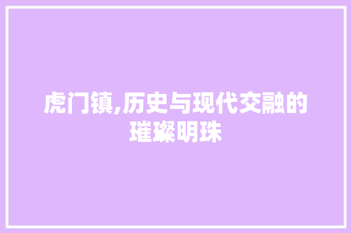 虎门镇,历史与现代交融的璀璨明珠