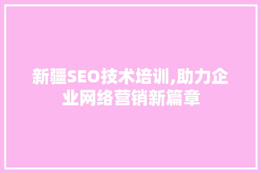 新疆SEO技术培训,助力企业网络营销新篇章  第1张
