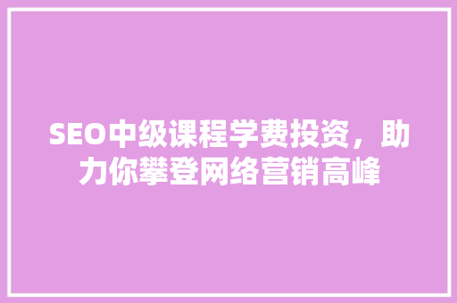 SEO中级课程学费投资，助力你攀登网络营销高峰