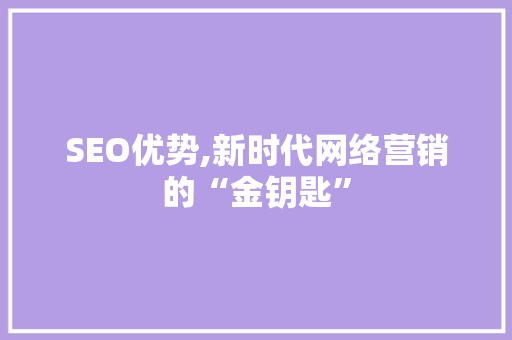 SEO优势,新时代网络营销的“金钥匙”