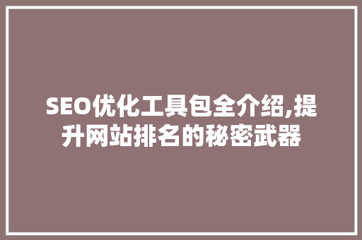 SEO优化工具包全介绍,提升网站排名的秘密武器
