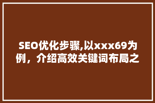 SEO优化步骤,以xxx69为例，介绍高效关键词布局之路