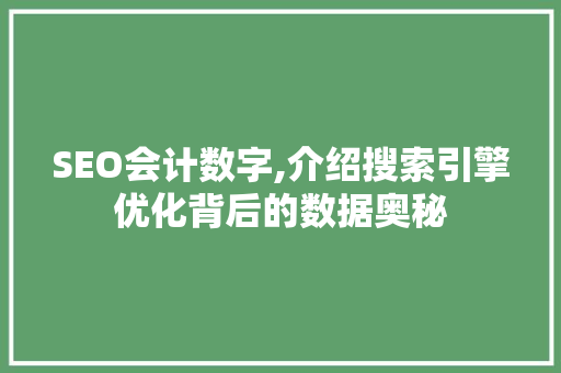 SEO会计数字,介绍搜索引擎优化背后的数据奥秘