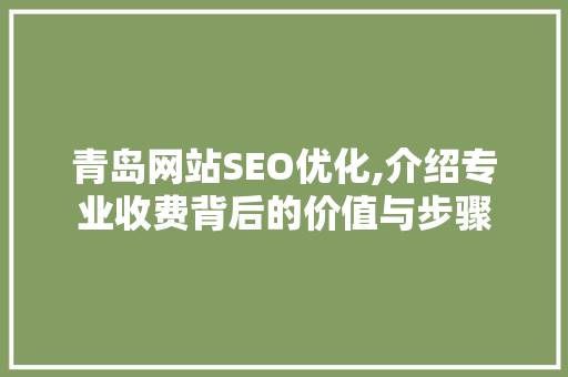 青岛网站SEO优化,介绍专业收费背后的价值与步骤