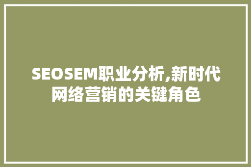 SEOSEM职业分析,新时代网络营销的关键角色