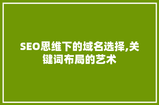 SEO思维下的域名选择,关键词布局的艺术