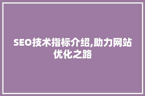 SEO技术指标介绍,助力网站优化之路