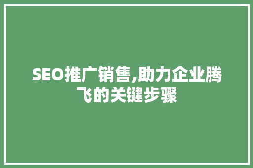 SEO推广销售,助力企业腾飞的关键步骤