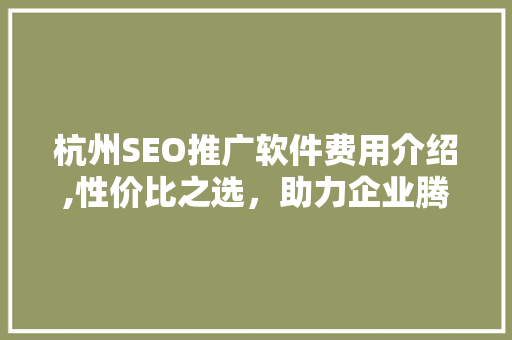 杭州SEO推广软件费用介绍,性价比之选，助力企业腾飞