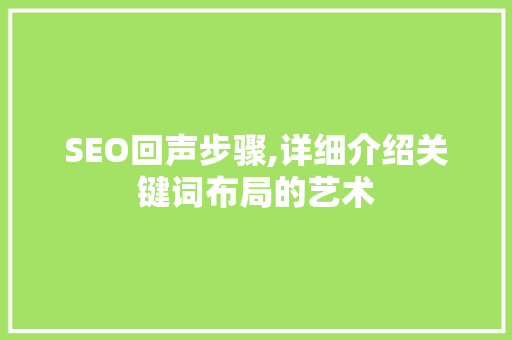 SEO回声步骤,详细介绍关键词布局的艺术