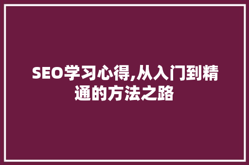 SEO学习心得,从入门到精通的方法之路