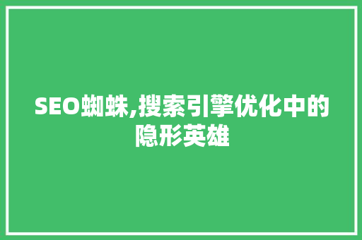 SEO蜘蛛,搜索引擎优化中的隐形英雄