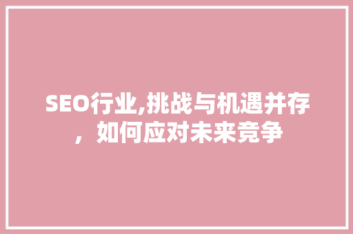 SEO行业,挑战与机遇并存，如何应对未来竞争