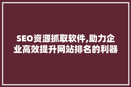 SEO资源抓取软件,助力企业高效提升网站排名的利器
