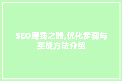 SEO赚钱之路,优化步骤与实战方法介绍
