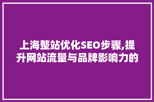 上海整站优化SEO步骤,提升网站流量与品牌影响力的方法