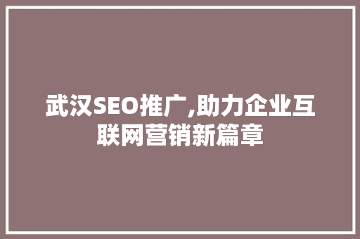 武汉SEO推广,助力企业互联网营销新篇章