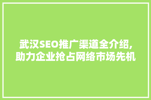武汉SEO推广渠道全介绍,助力企业抢占网络市场先机