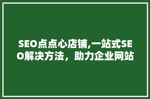 SEO点点心店铺,一站式SEO解决方法，助力企业网站优化起飞