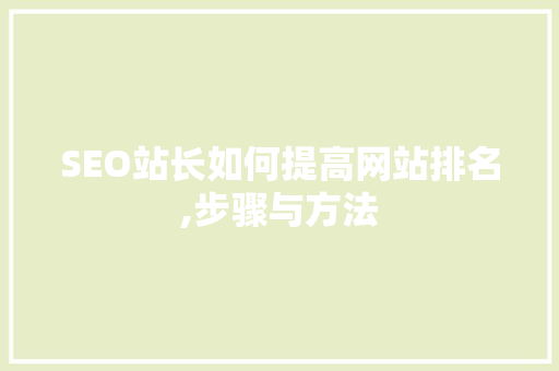 SEO站长如何提高网站排名,步骤与方法