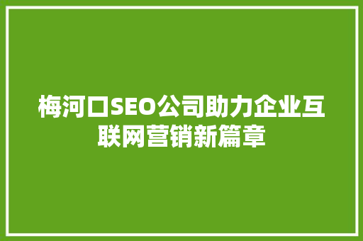 梅河口SEO公司助力企业互联网营销新篇章