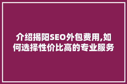 介绍揭阳SEO外包费用,如何选择性价比高的专业服务