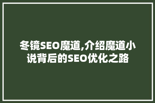 冬镜SEO魔道,介绍魔道小说背后的SEO优化之路